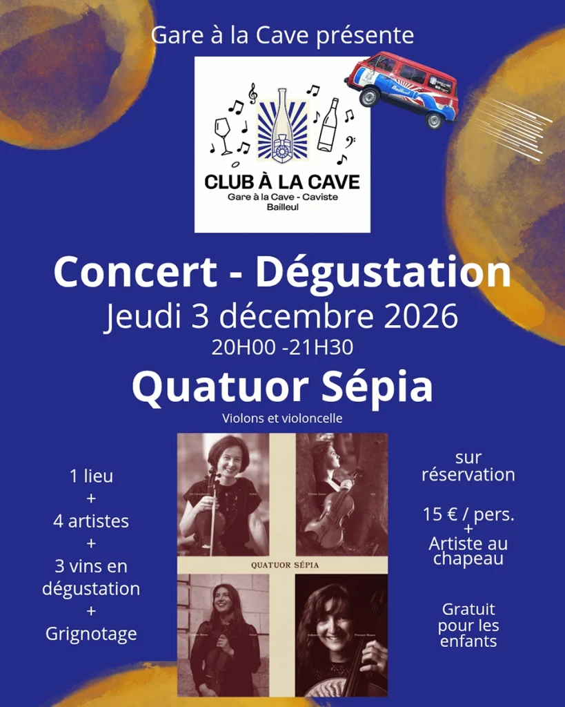 Animation Concert Quatuor Sépia à Gare à la Cave le 3 décembre